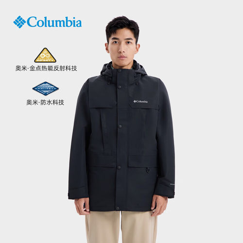 哥伦比亚男子秋冬户外防水金点热能保暖棉服夹棉防风冲锋衣WE3337