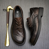 男款 2025秋商务低帮透气真皮男鞋 青年时尚 圆头日常休闲小皮鞋 鞋 子