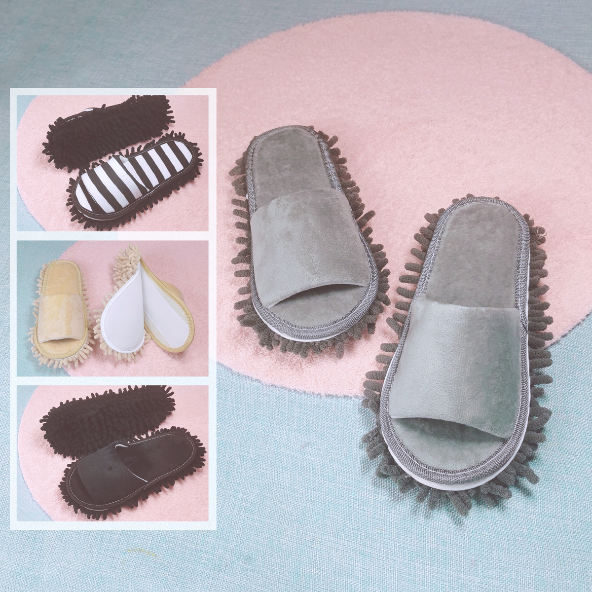 花涧擦地拖鞋静音可拆洗