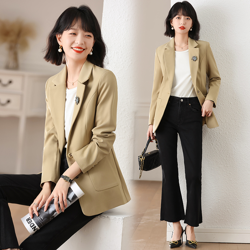 长袖小西装外套女短款2025新款春装韩版修身休闲小个子西服上衣