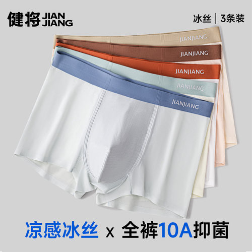 健将男士冰丝网孔四角裤10A抑菌