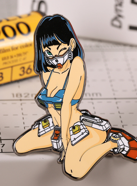 潮设会自制 七龙珠人造人18号胸针 高达徽章 Android18别针 珐琅