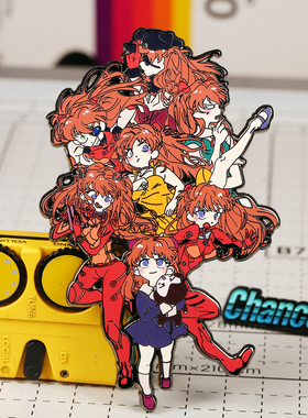 潮设会 新世纪福音战士 明日香金属胸针 珐琅徽章 限量周边冰箱贴