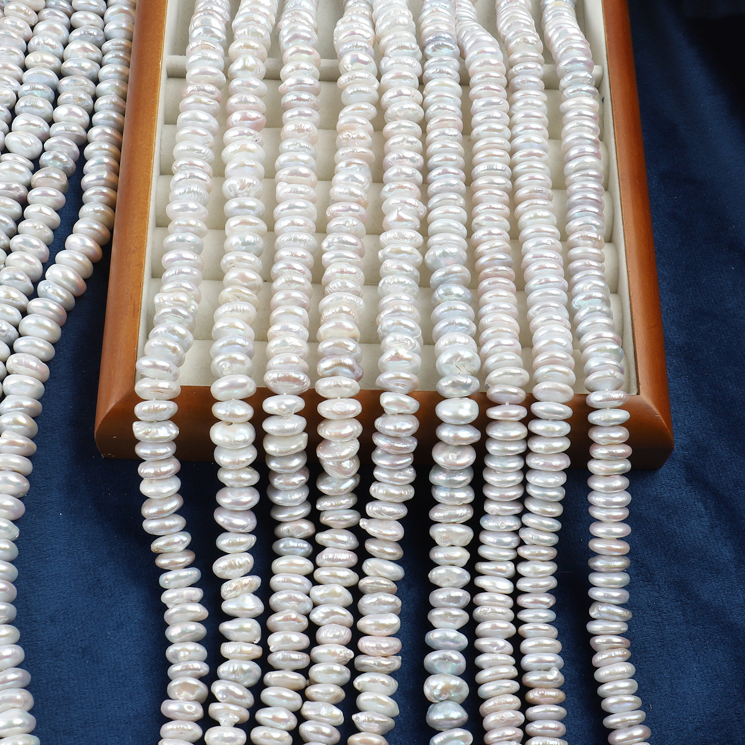 强光天然淡水珍珠巴洛克有核12-13mm中孔纽扣半成品项链串珠diy