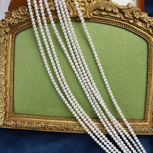 天然淡水近无暇近正圆极强光4mm珍珠diy半成品项链手链38-39cm