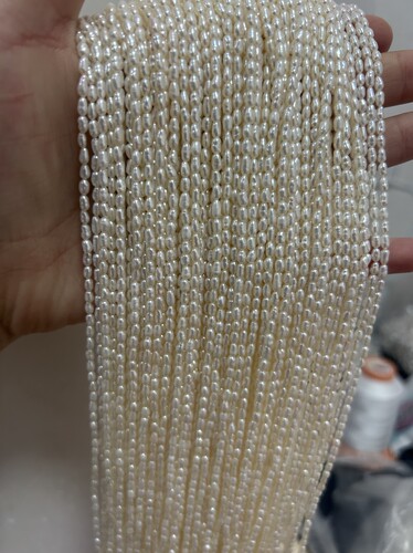 超高性价比无核天然淡水2-3mm米珠DIY半成品项链手链串珠36.5cm