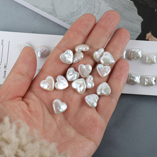巴洛克天然淡水爱心珍珠12mm高品质diy散珠耳环项链材料半成品