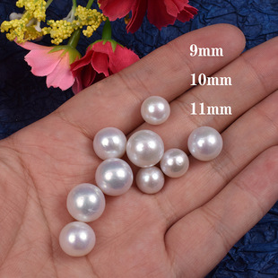 4A天然淡水珍珠9-10-11mm近圆白亮巴洛克散珠diy耳环项链手工饰品