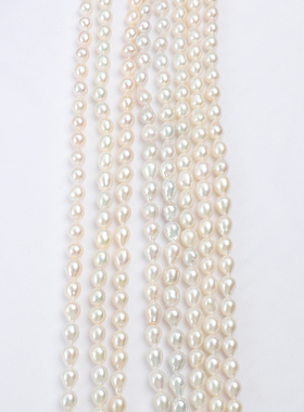 白色8mm极强光水滴AK米珠天然淡水巴洛克珍珠38cm diy半成品项链