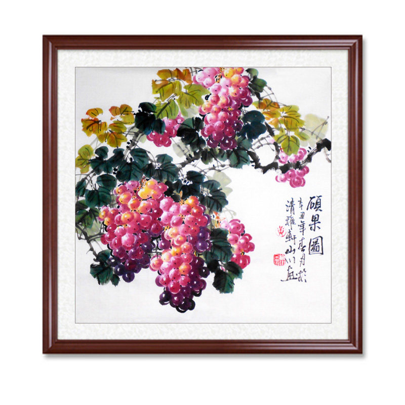 硕果图国画水墨写意花鸟画三尺斗方餐厅书房装饰画黄山川手绘葡萄