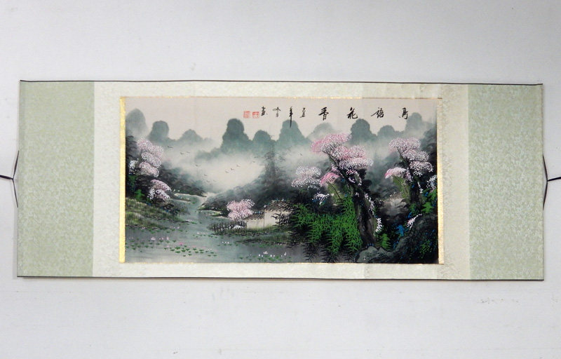 纯手绘国画山水画风景挂画横幅客国画