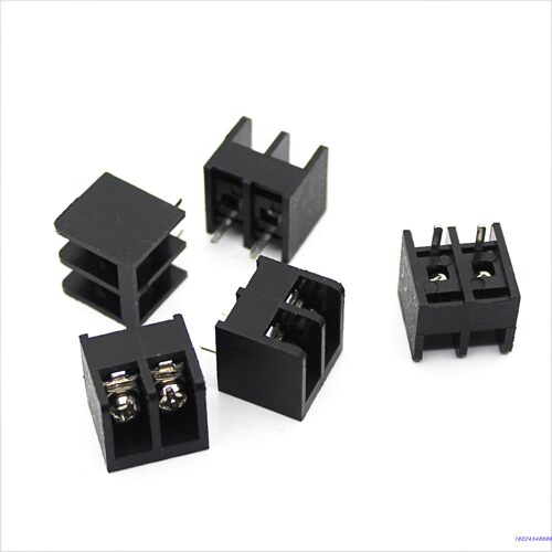 现货栅栏式PCB接线端子HB611间距6.35 HB635 黑色2P电源连接器