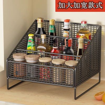 加宽型厨房置物架调料品多功能收纳架多隔断调味品架子桌面收纳架