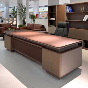 新中式北美胡桃木老板桌总裁桌全实木总经理董事长高级大气办公桌