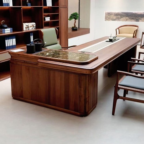 新中式实木茶桌黑胡桃木禅意茶室2025新款办公室高级感茶台泡茶桌