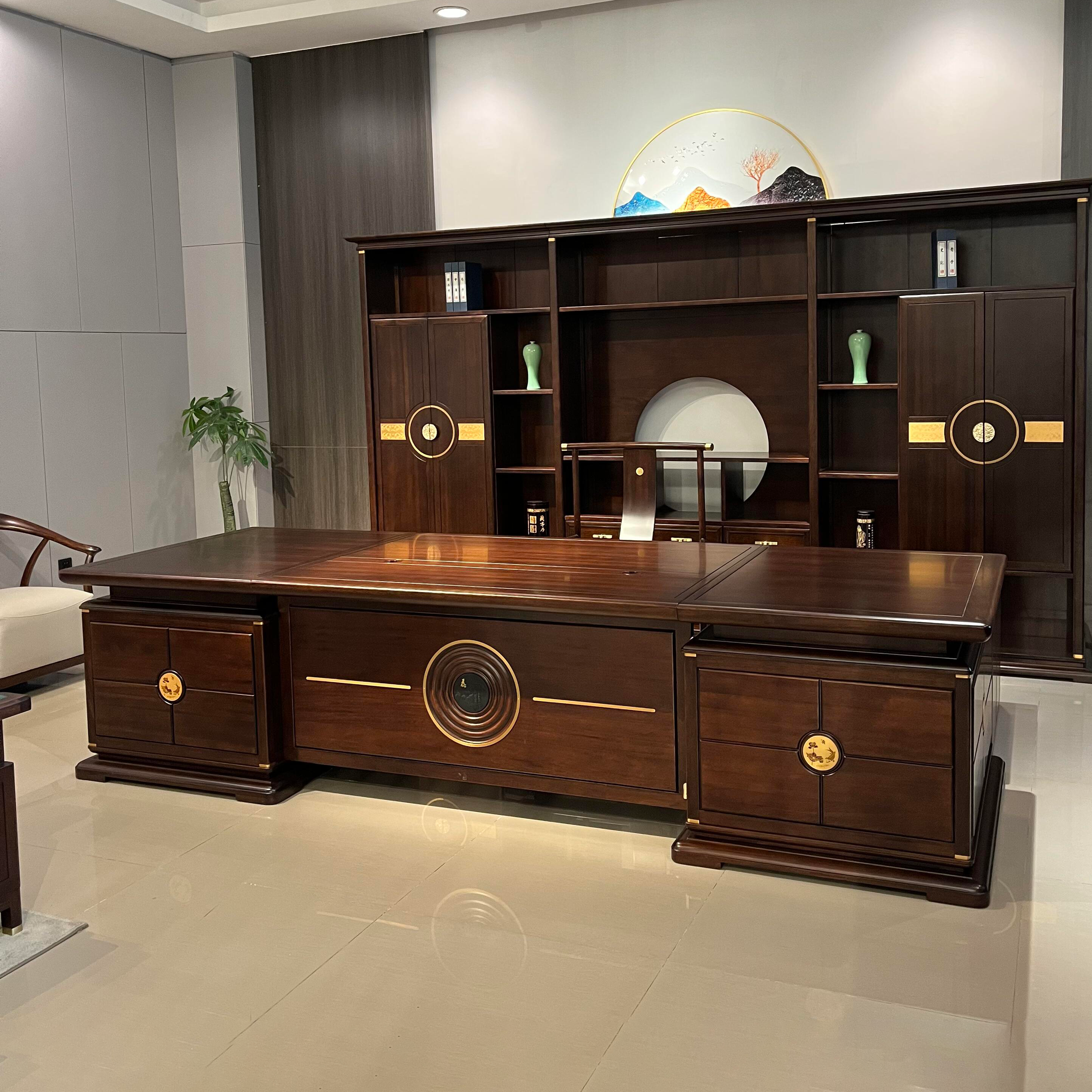 新中式实木办公桌侧桌简约老板桌总裁大班台高级大气董事长办公室