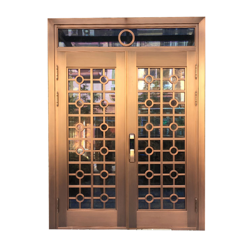 定制别墅铜门大门玻璃门现代轻奢家用铜门会所酒店新中式进户玻璃
