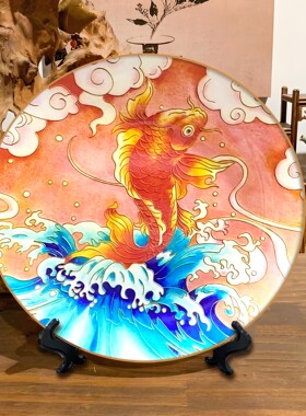 中式客厅摆件电视柜玄关酒柜书房书柜年年有余艺术2525