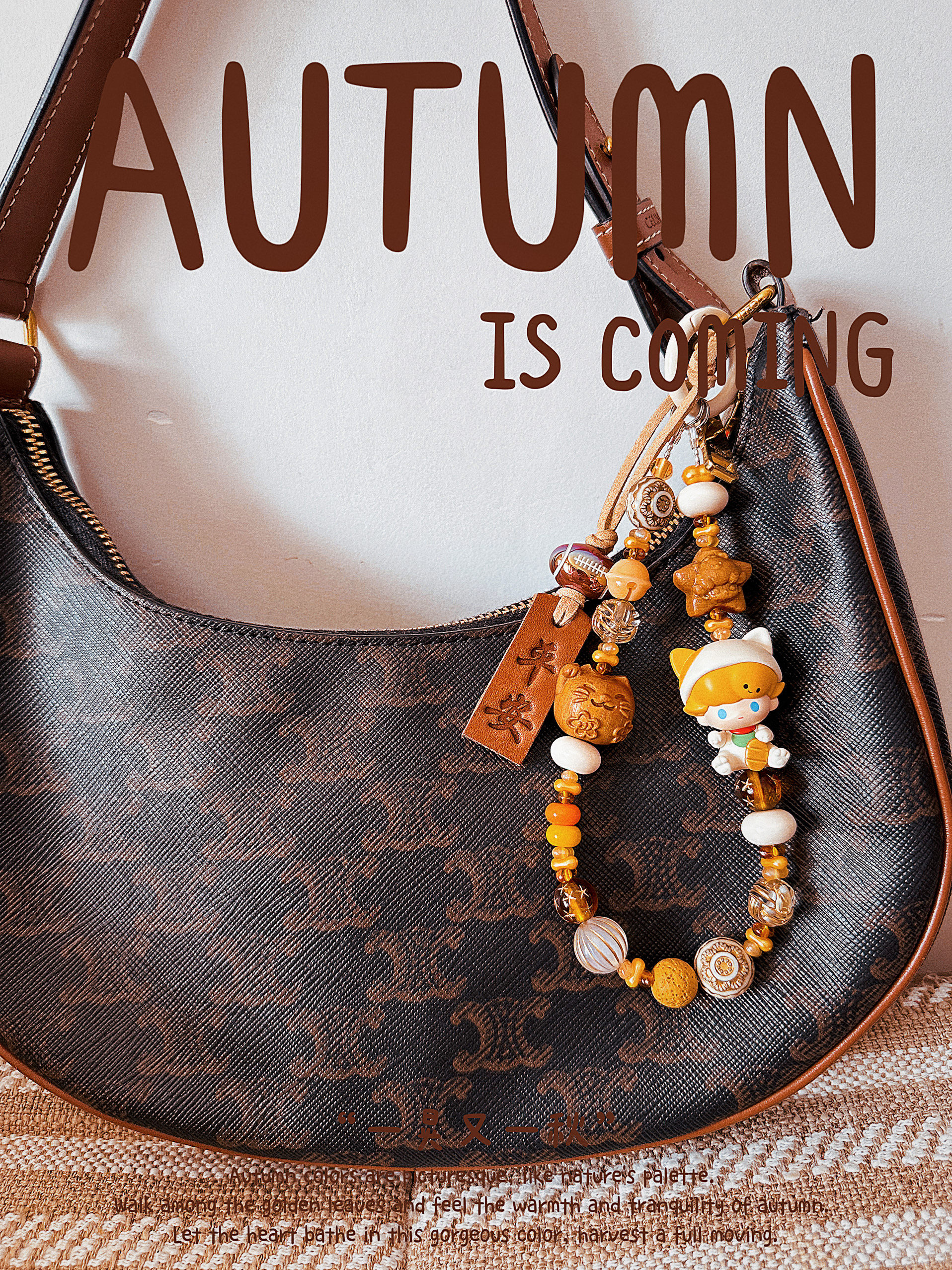 泡泡玛特萌粒dimoo哭娃招财猫铃铛招米纳福复古串珠手机链包挂件