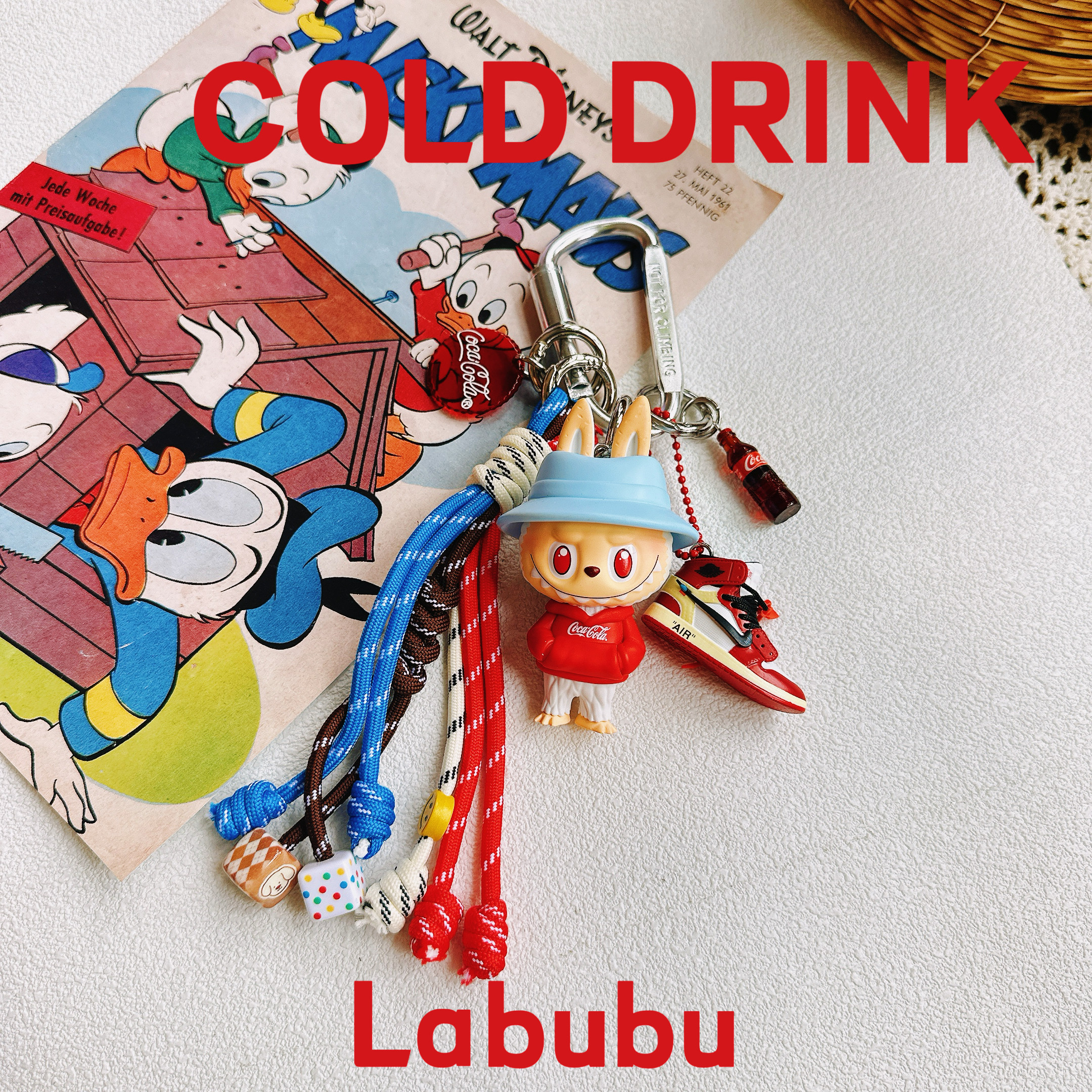 可口可乐labubu可爱卡通高档钥匙扣包挂件创意礼物包邮
