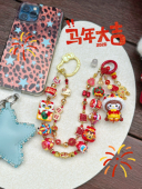 原创重工Hellokitty手绘马年发财暴富好运串珠卡通可爱手机链礼物
