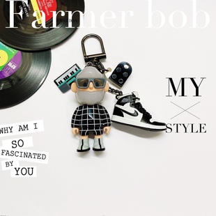 新款潮玩盲盒farmer bob 6代复古音乐人系列钥匙扣挂件礼物包邮