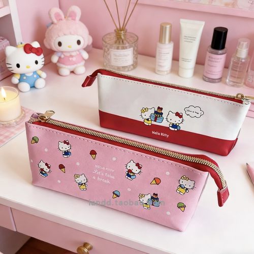 日系50周年HelloKitty限定笔袋便携双层笔袋学生文具盒收纳包多用