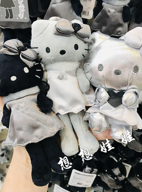 现货日本三丽鸥长腿kitty长脚黑灰天使恶魔翅膀毛绒公仔挂件包挂
