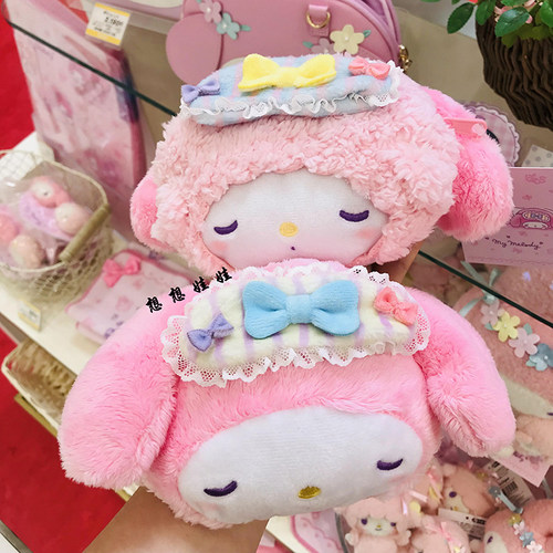 现货日本三丽鸥美乐蒂小羊piano公仔双面收纳零钱化妆包挂件包挂