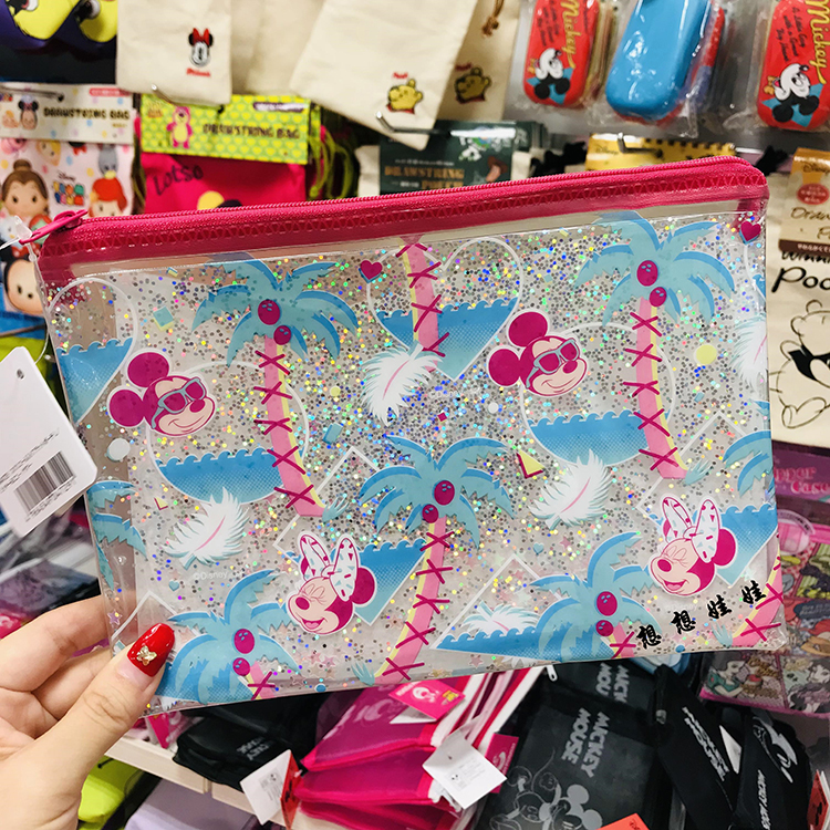 现货日本迪士尼公主米奇米妮美人鱼小丸子草莓香翻包收纳密封包袋