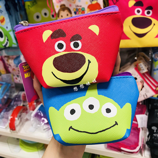 现货日本美人鱼草莓熊三眼怪迪士尼拉链便携首饰小杂物零钱收纳包