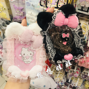 现日本三丽鸥kitty天使与恶魔应援花边蕾丝毛绒照片卡套挂件包挂