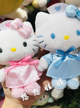 日本三丽鸥90年代爱神天使hello Kitty爱心扣公仔挂件收纳包笔袋