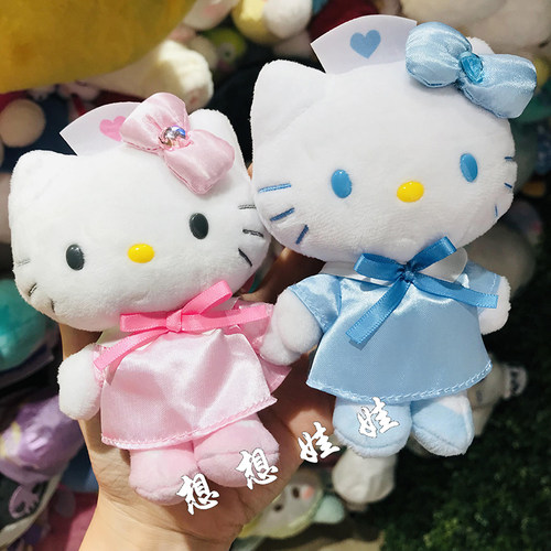 日本三丽鸥90年代爱神天使hello Kitty爱心扣公仔挂件收纳包笔袋