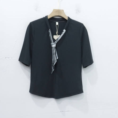 SY6QS096T时尚短款短袖领结百搭休闲T恤小衫2026秋季女装商场同款