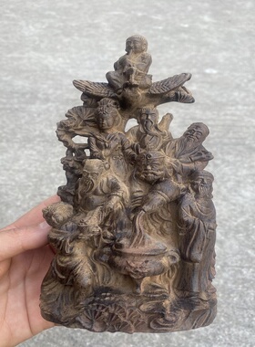 越南沉香木雕八仙过海佛像摆件