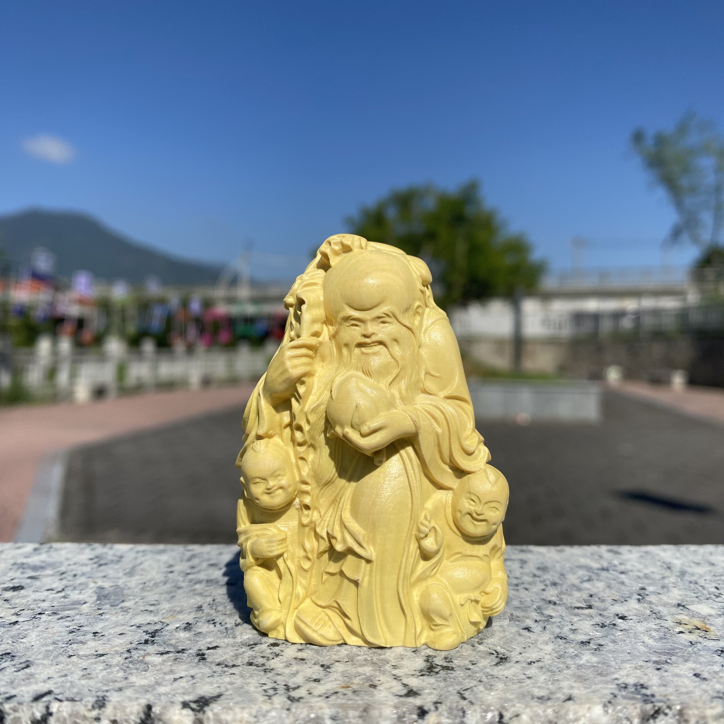 黄杨木雕寿星公摆件家居客厅