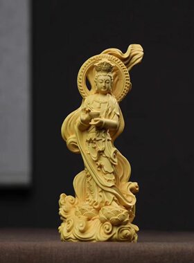 黄杨木渡海观音工艺品客厅摆件