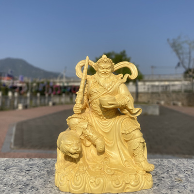 黄杨木雕赵公明骑虎武财神