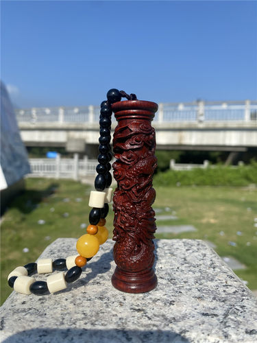 小叶紫檀木盘龙柱手把件男士盘玩