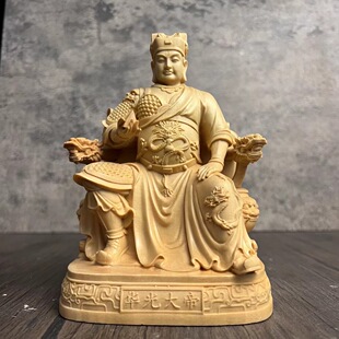 桧木精雕三眼马王爷华光大帝马灵官摆件家居客厅装饰工艺品