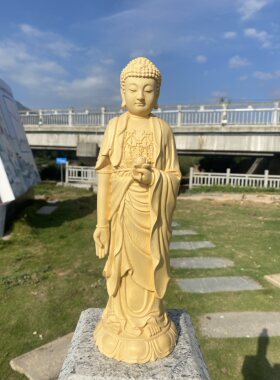 黄杨木雕阿弥陀佛摆件