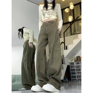 复古休闲裤 裤 子女2025春季 百搭宽松直筒显瘦高街阔腿工装 新款 美式