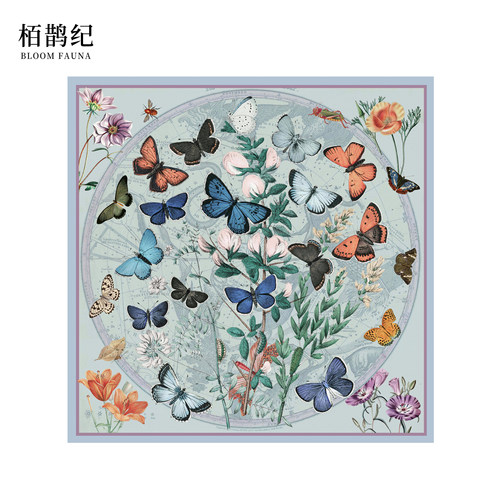 栢鹊纪 福利原创手绘福利方巾女士丝巾春夏时尚防晒披肩