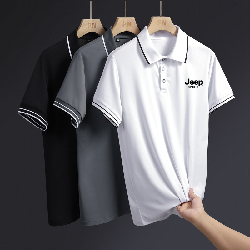 Jeep spirit品牌夏季高端商务Polo衫速干T恤男士宽松薄款短袖大码