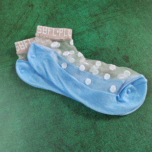 夏季 女袜水晶丝薄袜纯棉袜底短袜波点可爱女生短袜子浅口船袜圆点