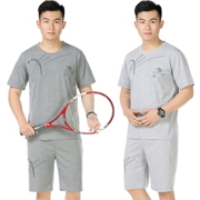 Đồng chí nam ST năm mươi bảy trăm tám mươi tuổi bộ đồ thể thao ngắn tay áo thun quần bố trung niên 65 - Bộ đồ