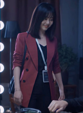 你比星光美丽谭松韵同款西装外套女2024春秋款高级感修身红色西服