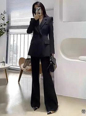时尚黑色西装套装女高级感气质显瘦西服两件套2024新款职业装正潮