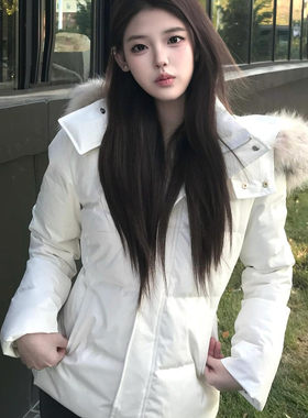 羽绒服女短款白鸭绒反季